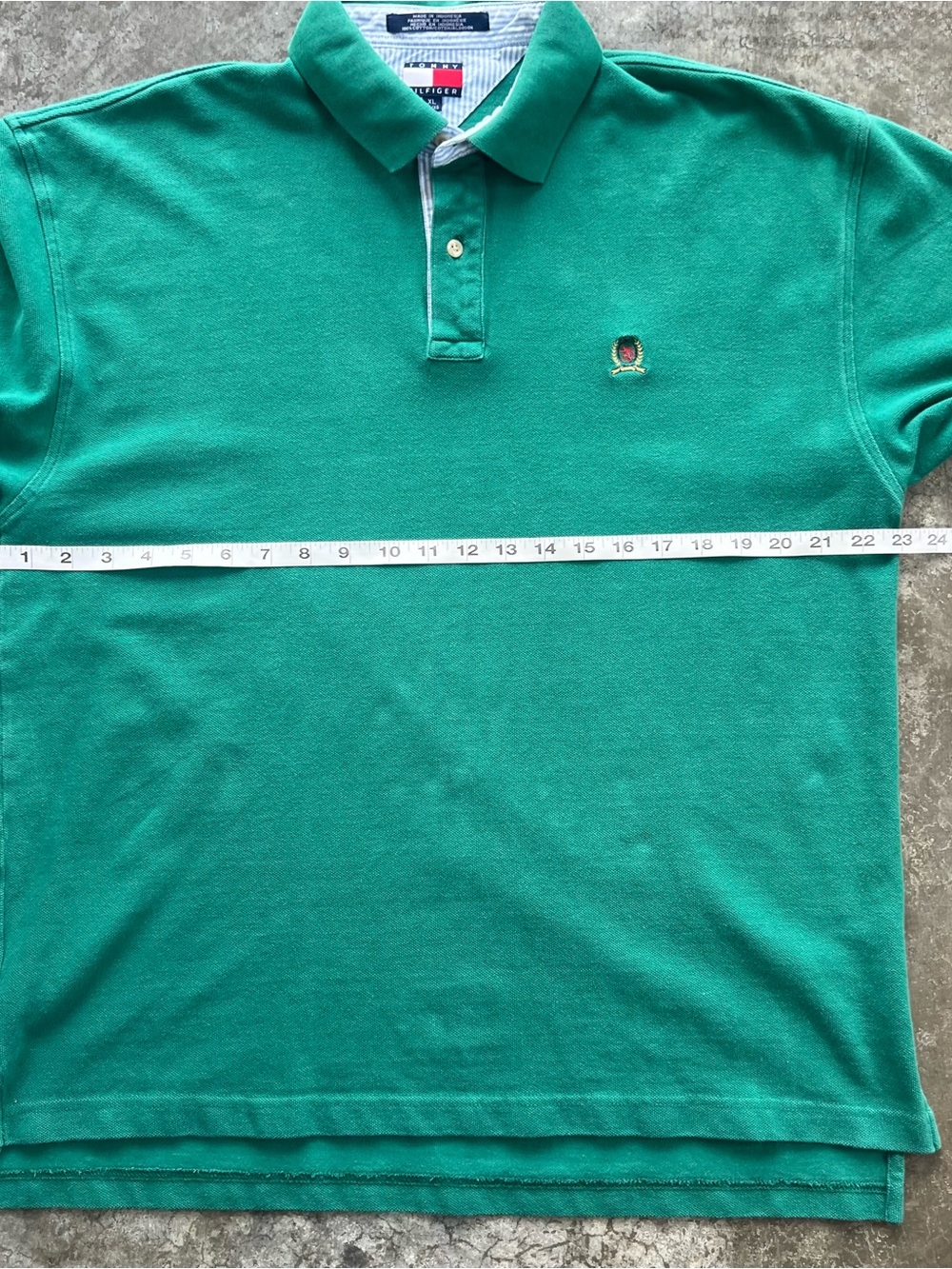 Vintage Tommy Hilfiger Polo Shirt Mens XL Green Embroidered Crest Logo Cotton - Picture 13 of 14